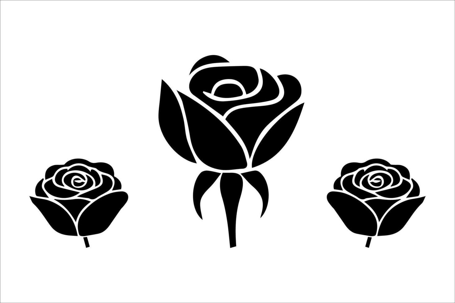 Rose Silhouette Logo Set vector
