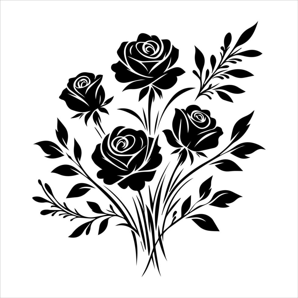 Rose Bouquet Silhouette vector