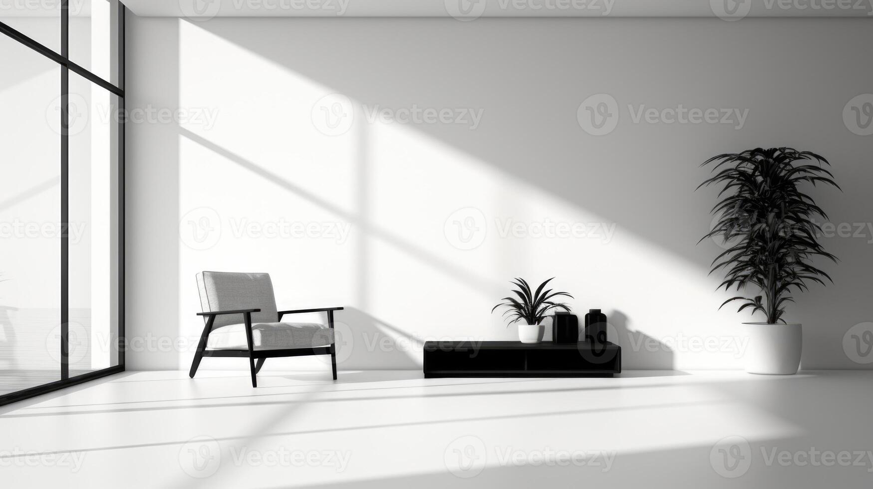 black and white apartment room luxury space, ai photo