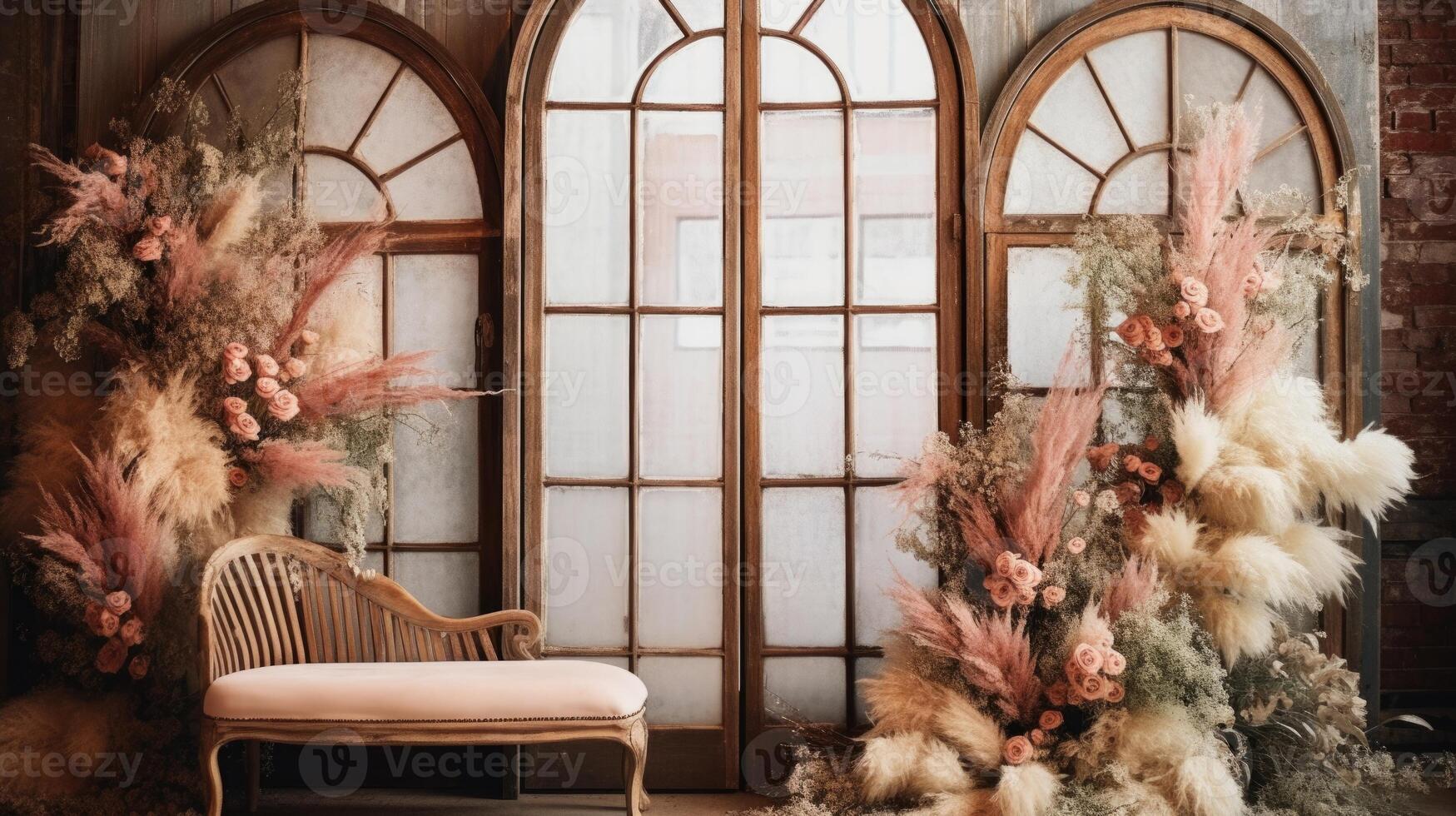 shabby chic cottage wedding room, ai photo