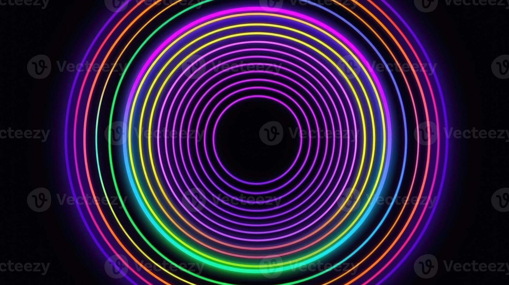 digital futuristic neon circle light on dark background, ai photo