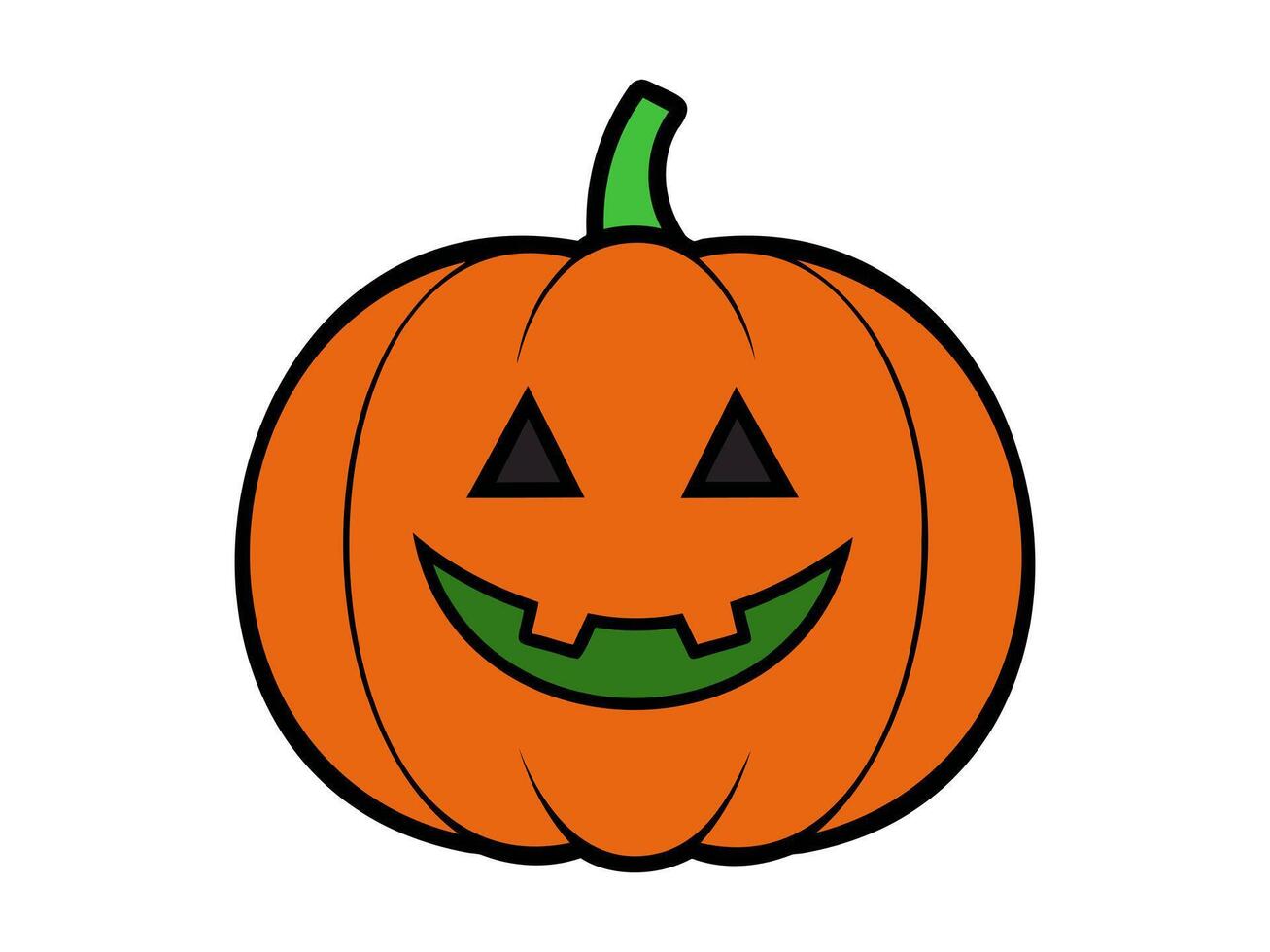 Smiling carved pumpkin character. Friendly cartoon jack-o-lantern. Illustration isolated on white background. Concept of Halloween, kid-friendly decor, festive spirit vector