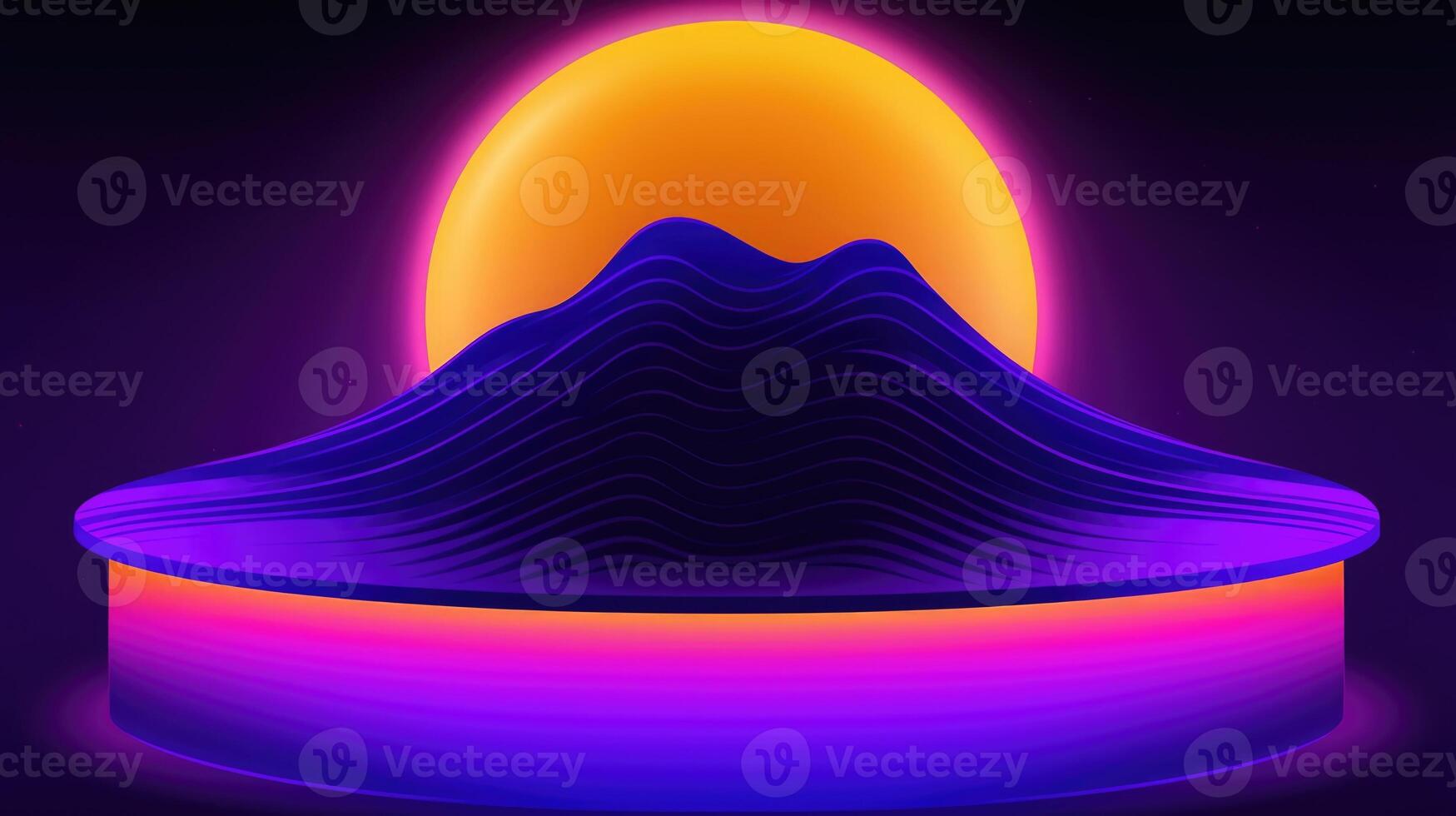 digital futuristic neon circle light on dark background, ai photo