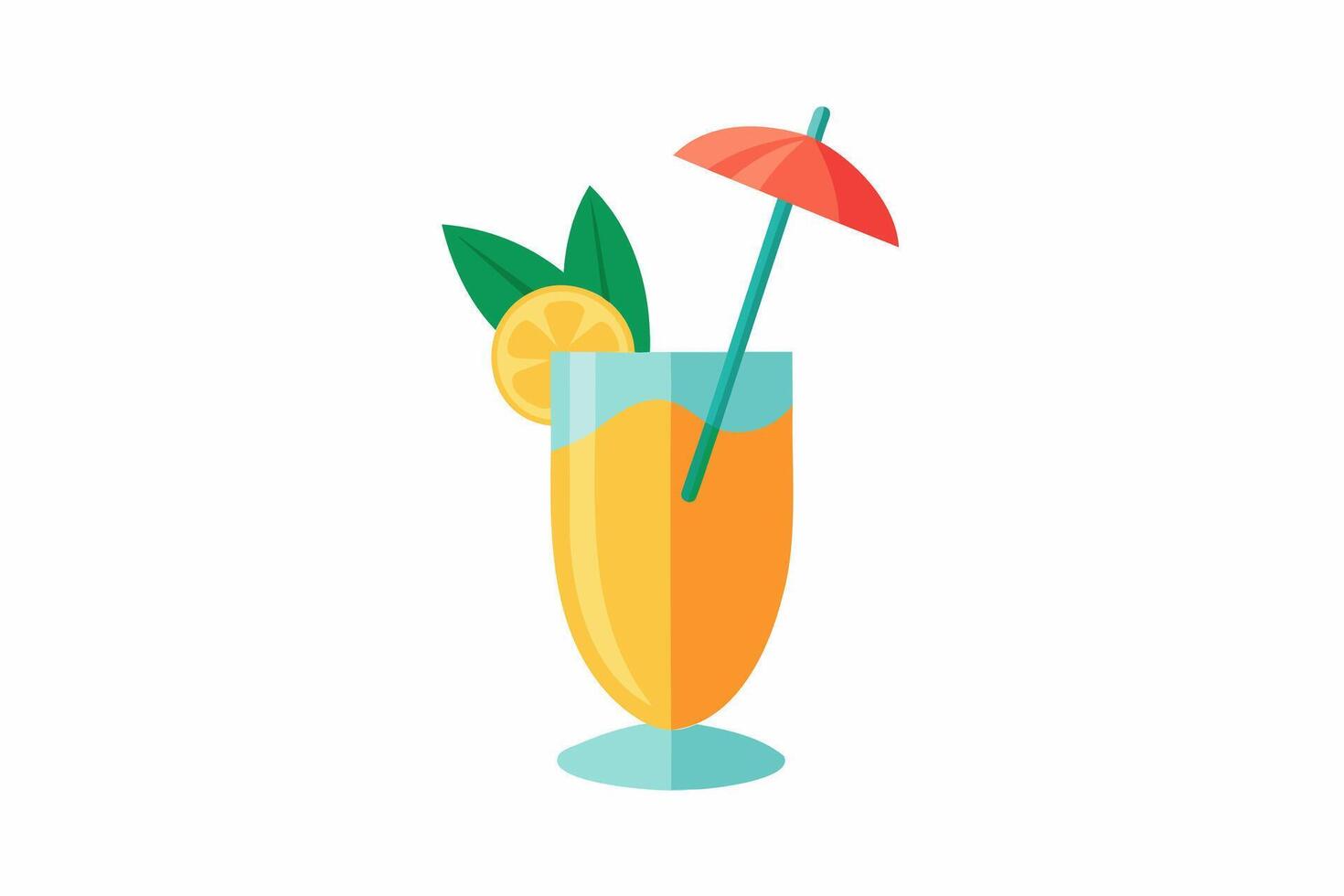 Refreshing tropical cocktail isolated on white surface. Vibrant fruit drink. Concept of summer drinks, exotic beverages, leisure. Design element. Print. Simple Graphic illustration vector
