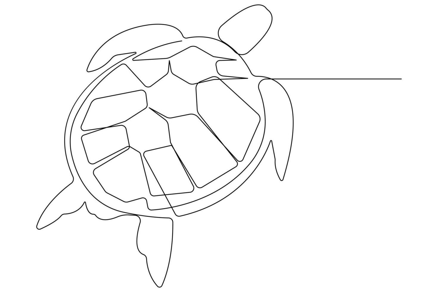 Continuous one line art drawing of sea turtle concept of outline minimalist illustration vector