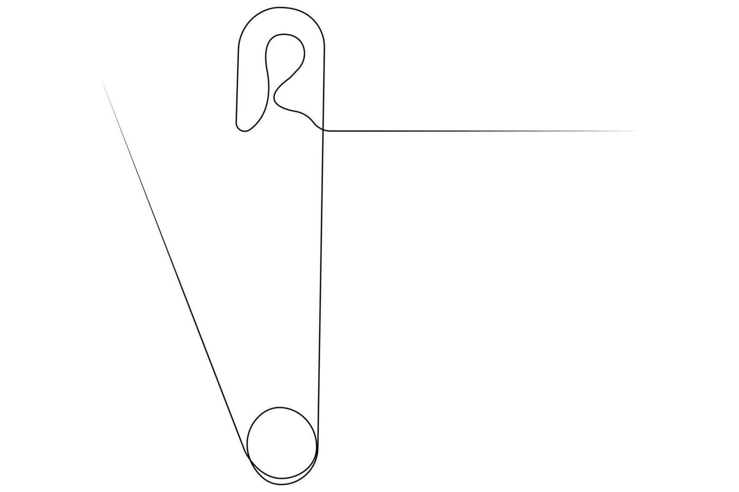 Safety pin continuous one line art drawing of outline illustration vector