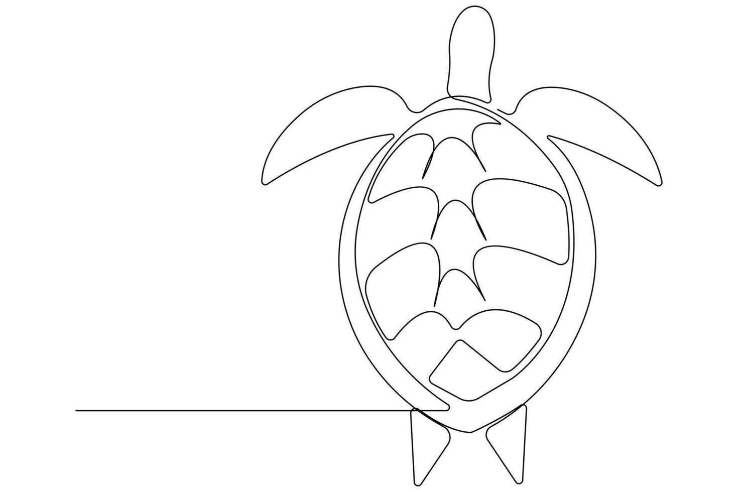 Continuous one line art drawing of sea turtle concept of outline minimalist illustration vector