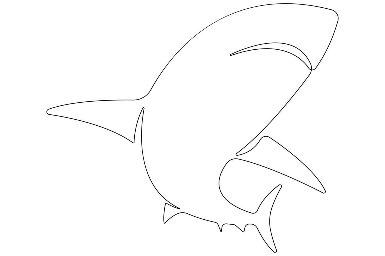 One continuous single line art drawing of shark sea fish underwater outline minimalist illustration vector