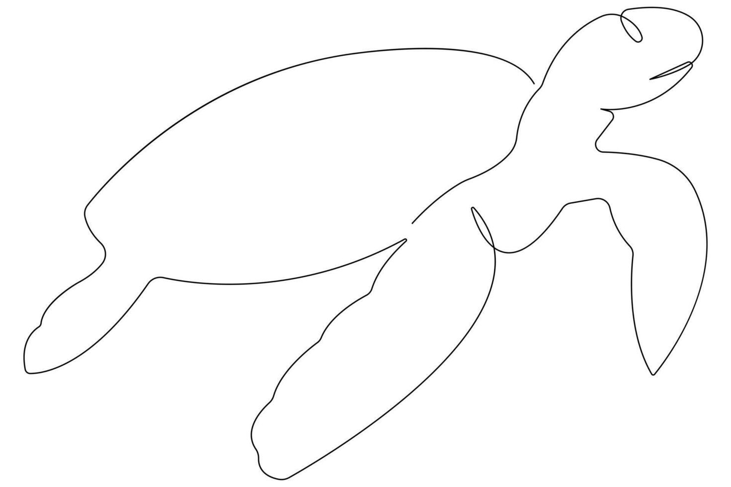 Continuous one line art drawing of sea turtle concept of outline minimalist illustration vector