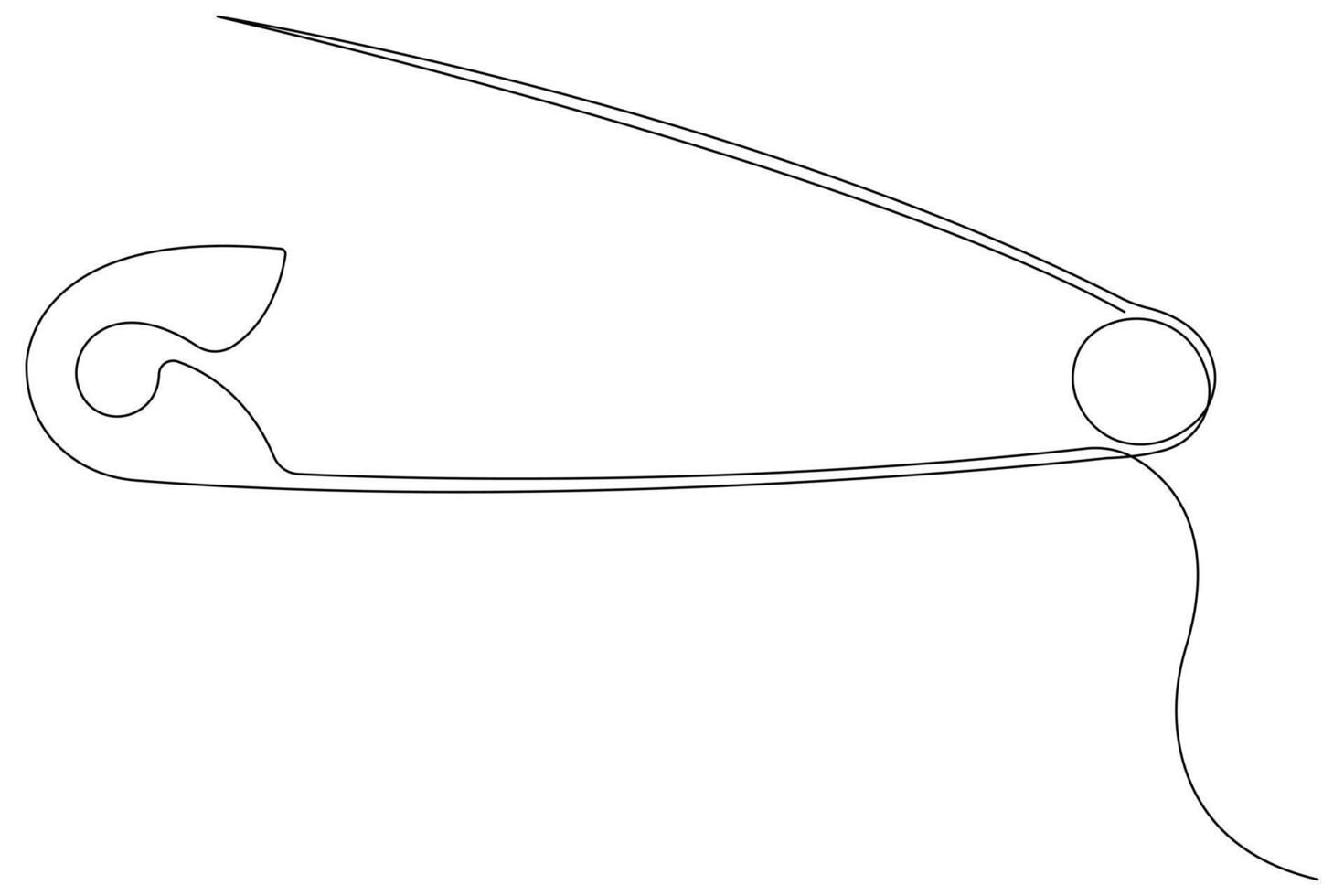Safety pin continuous one line art drawing of outline illustration vector