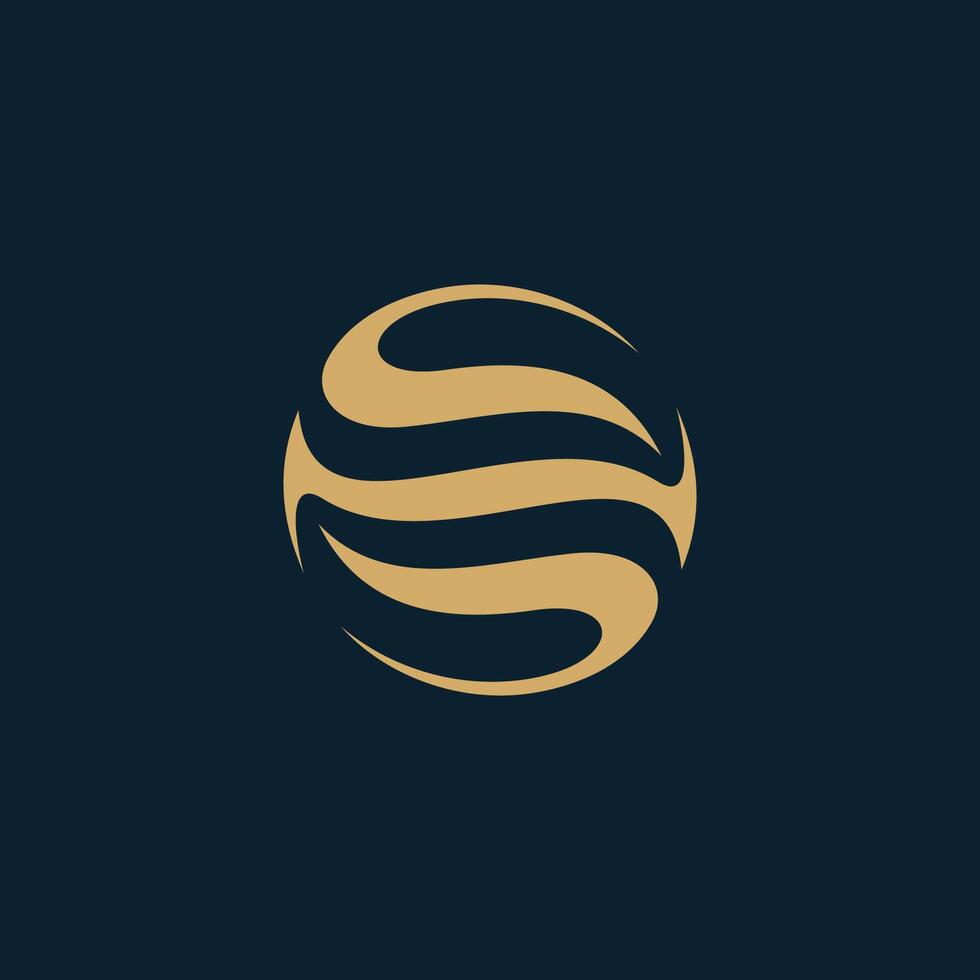 Initial letter O S, OS, SO, minimalist art, gold monogram logo shape on black background vector