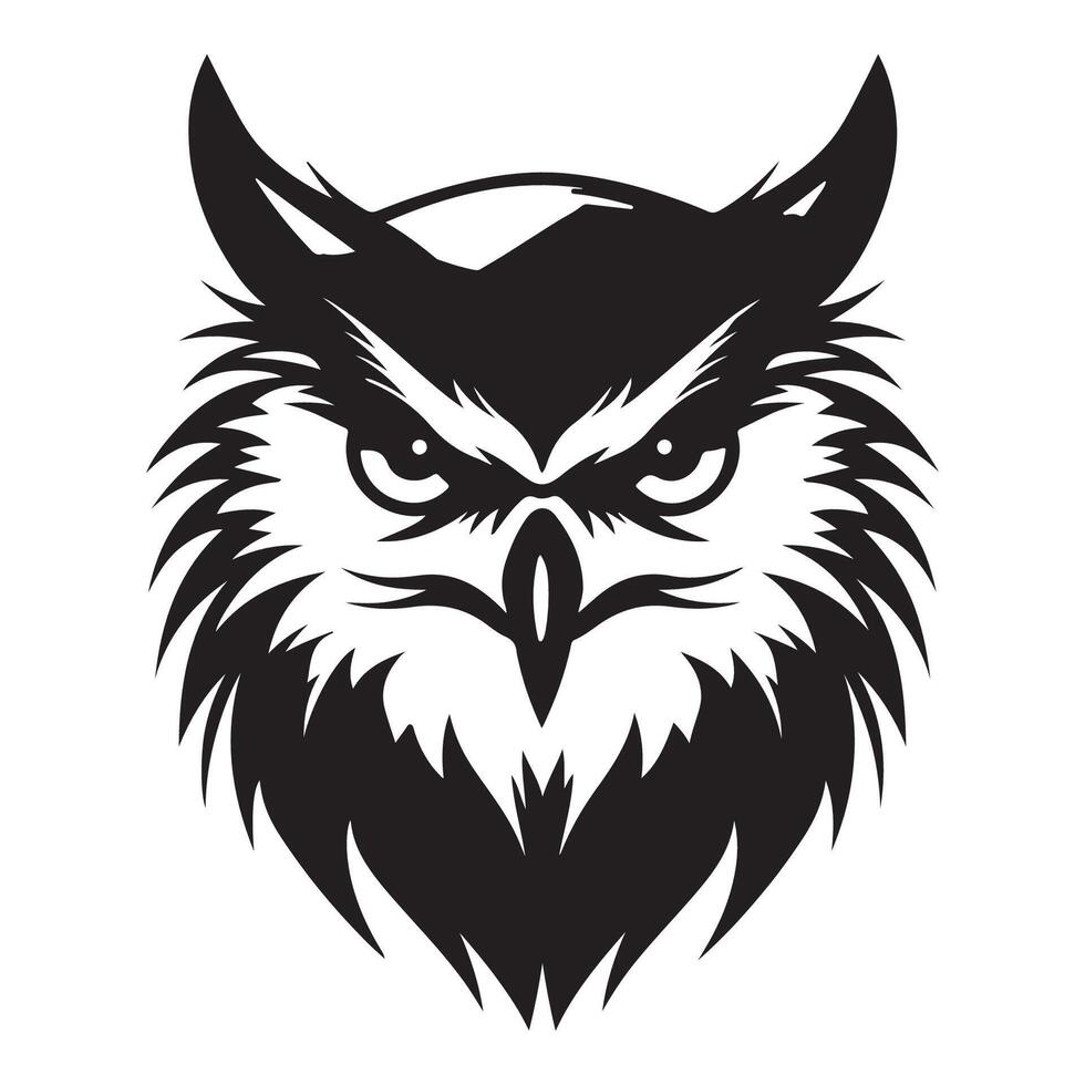 Predatory Gaze Bold Angry Owl Logo for Tees vector