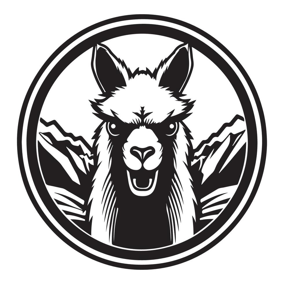 Alpaca Anger Intense Angry Vicuna Icon for Fashion vector