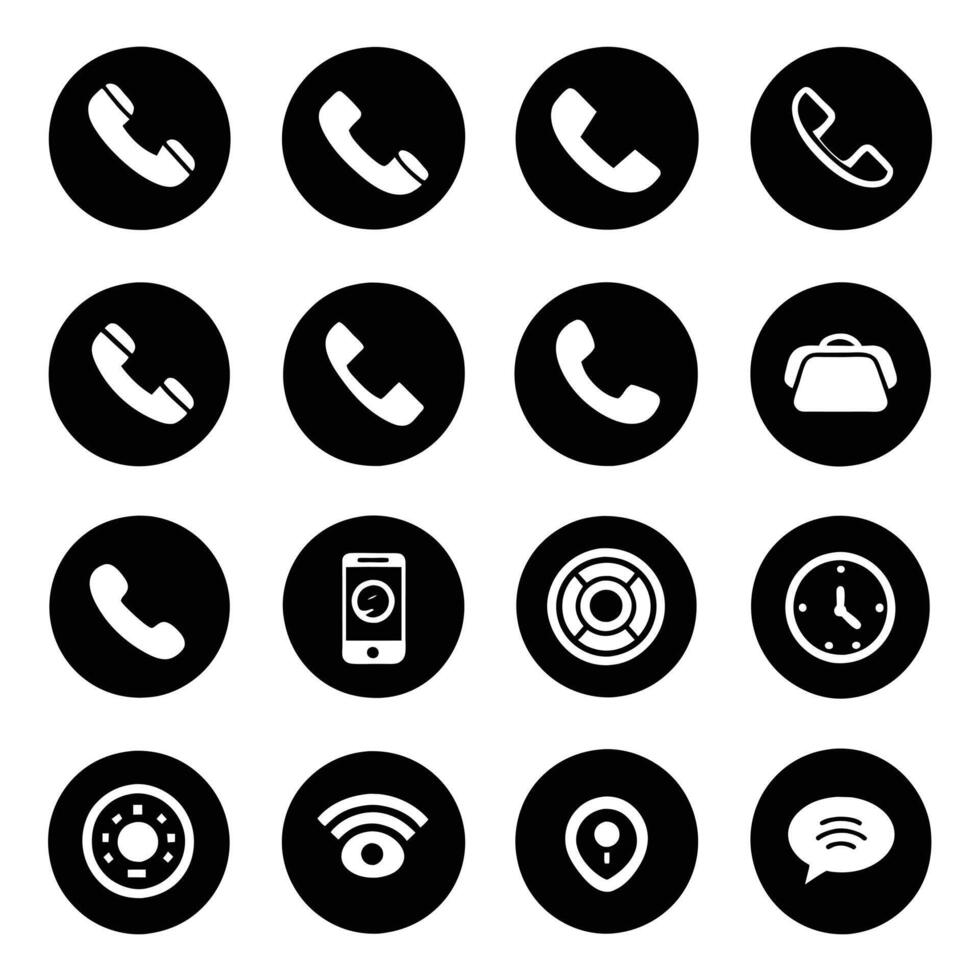 Call icon pack including mobile telephone ring vector