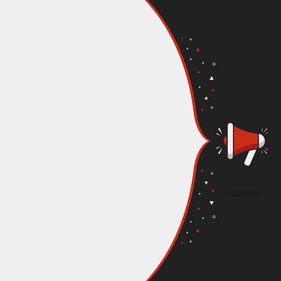 professional red and black announcement template with megaphone and copy space for text vector
