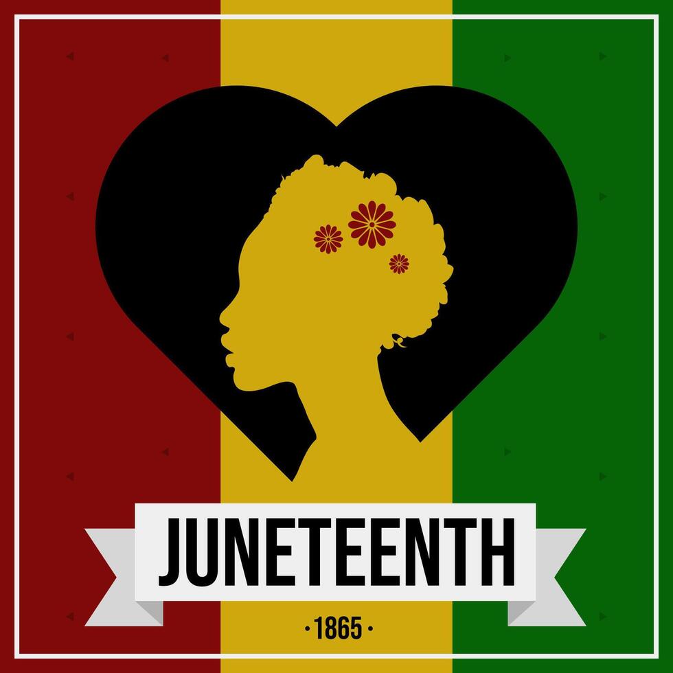 diecinueve de junio saludo diseño con afro niña y corazón forma adecuado para diecinueve de junio día en junio 19 vector