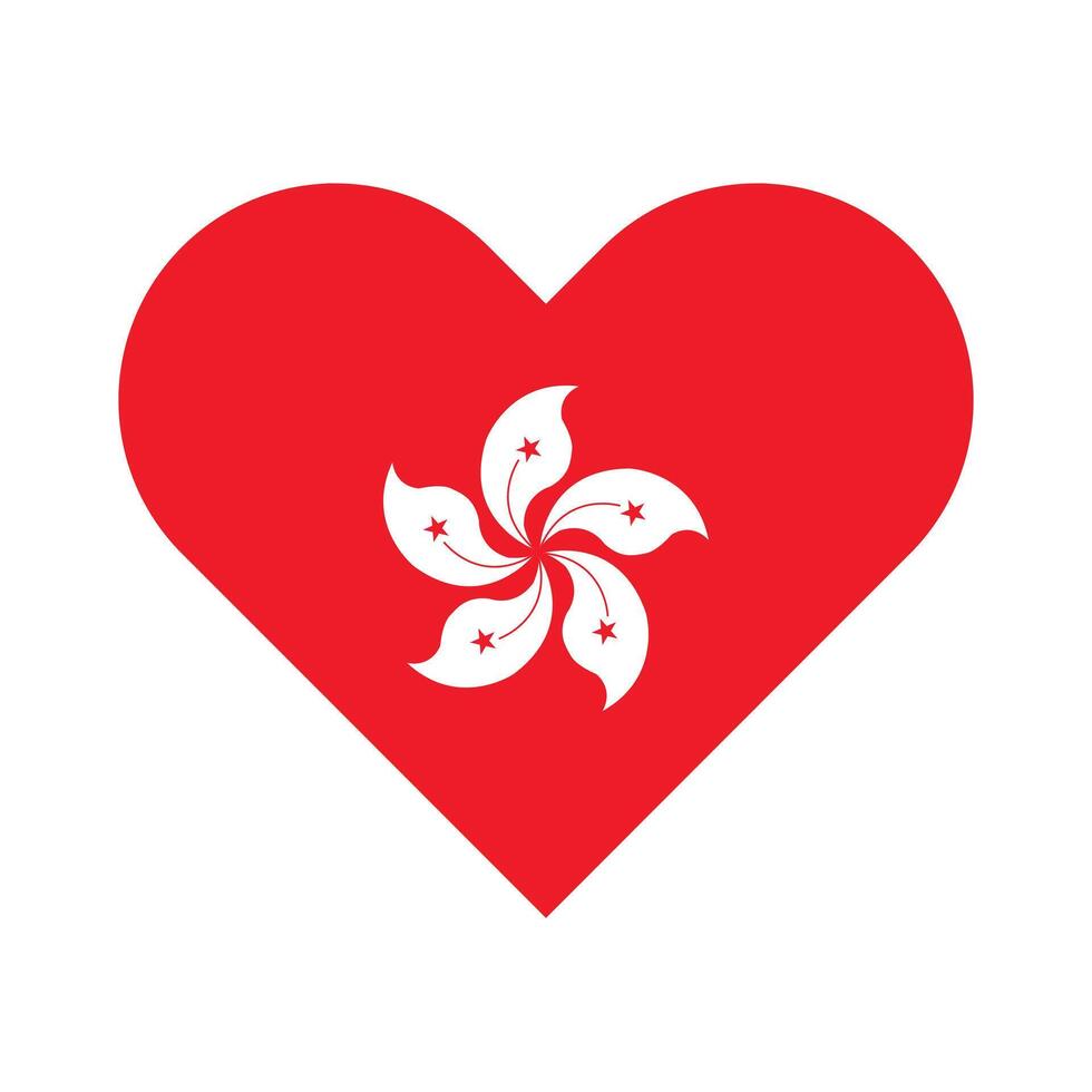National Flag of Hong Kong. Hong Kong Flag. Hong Kong Heart flag. vector