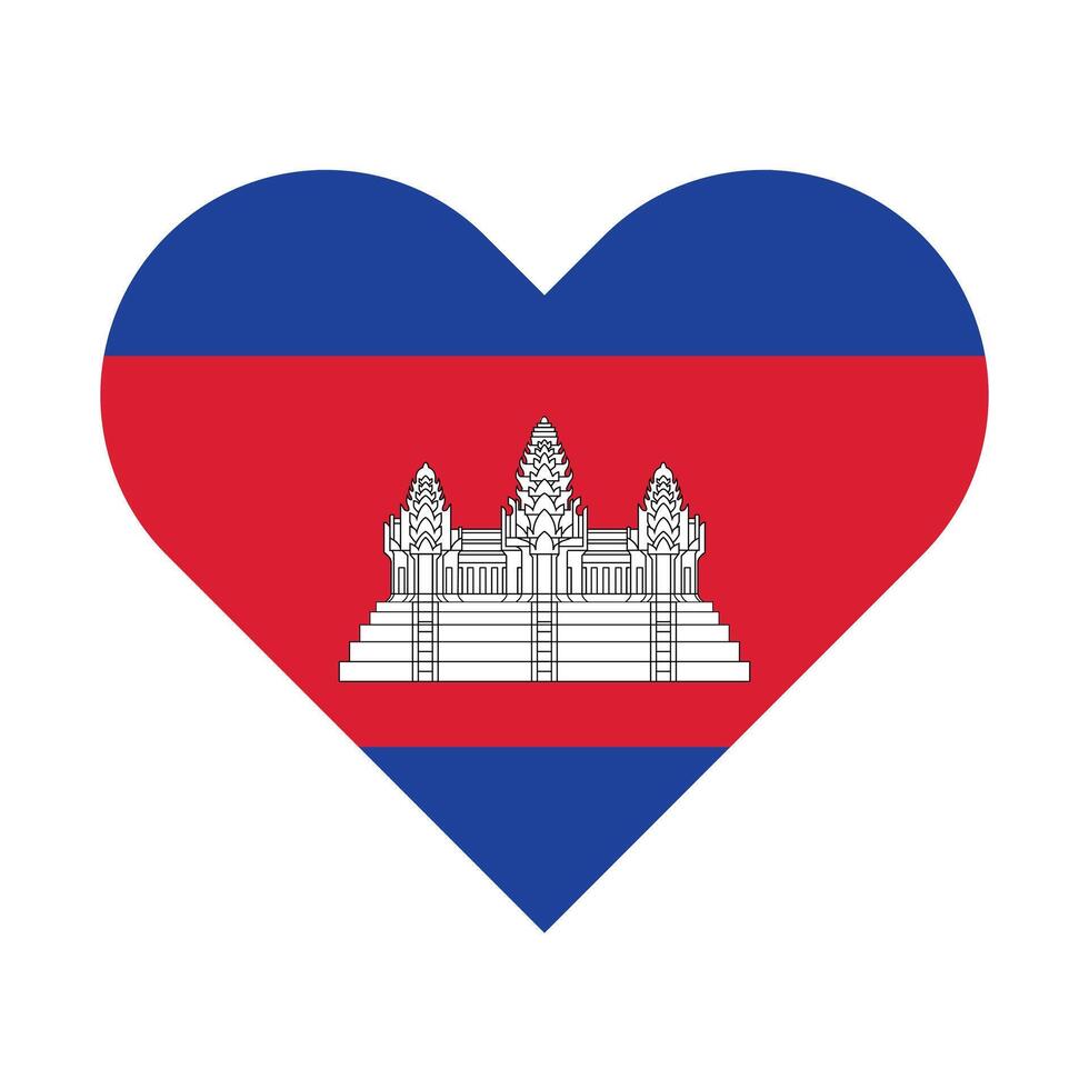 National Flag of Cambodia. Cambodia Flag. Cambodia Heart flag. vector