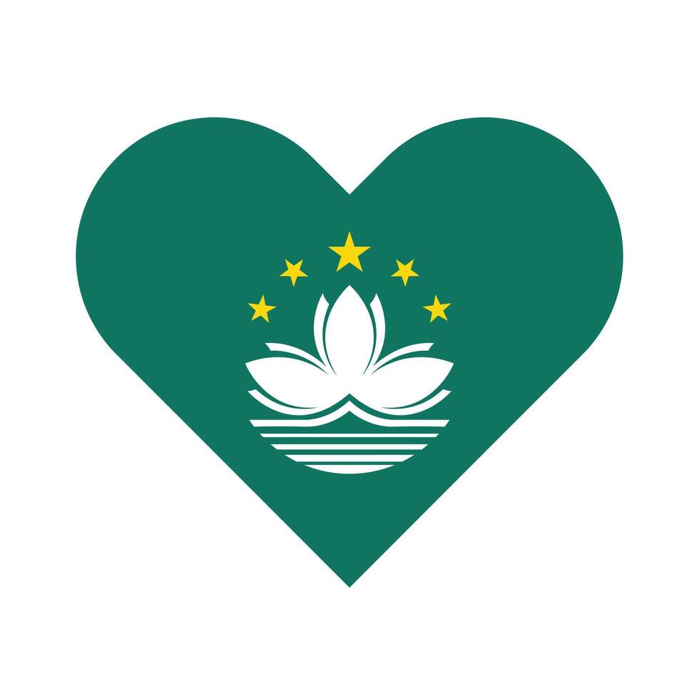 National Flag of Macau. Macau Flag. Macau Heart flag. vector