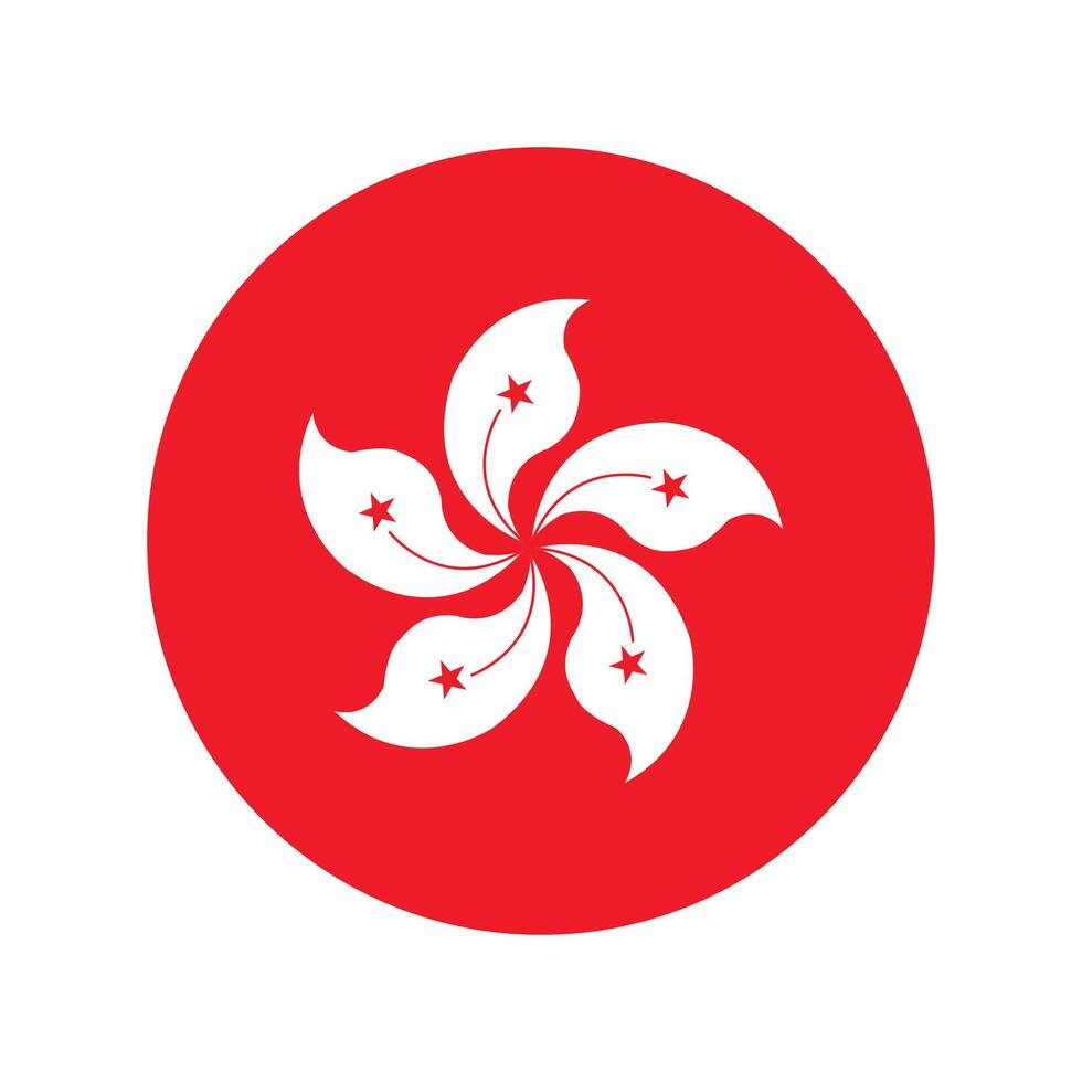 National Flag of Hong Kong. Hong Kong Flag. Hong Kong Round flag. vector