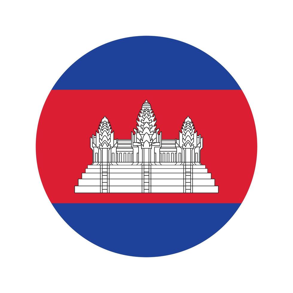 National Flag of Cambodia. Cambodia Flag. Cambodia Round flag. vector