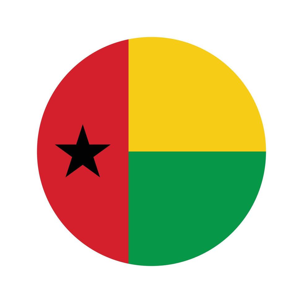 National Flag of Guinea Bissau. Guinea Bissau Flag. Guinea Bissau Round flag. vector