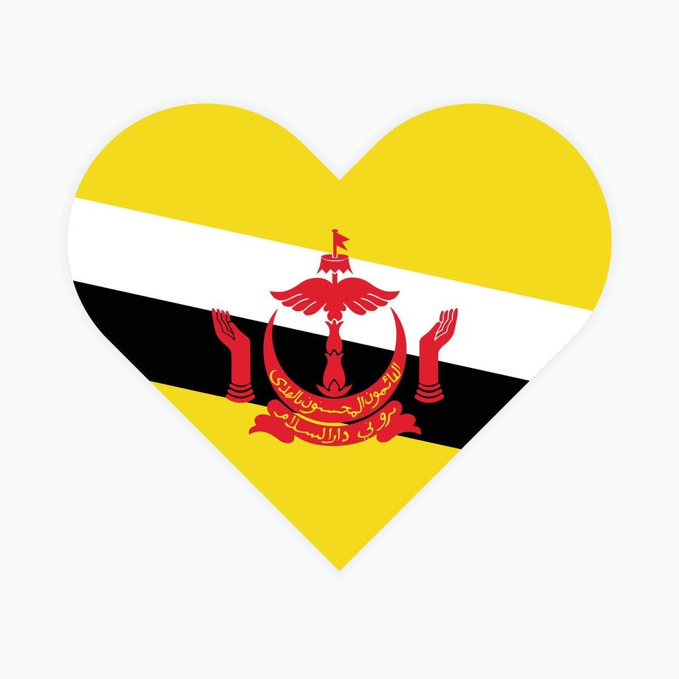National Flag of Brunei. Brunei Flag. Brunei Heart flag. vector