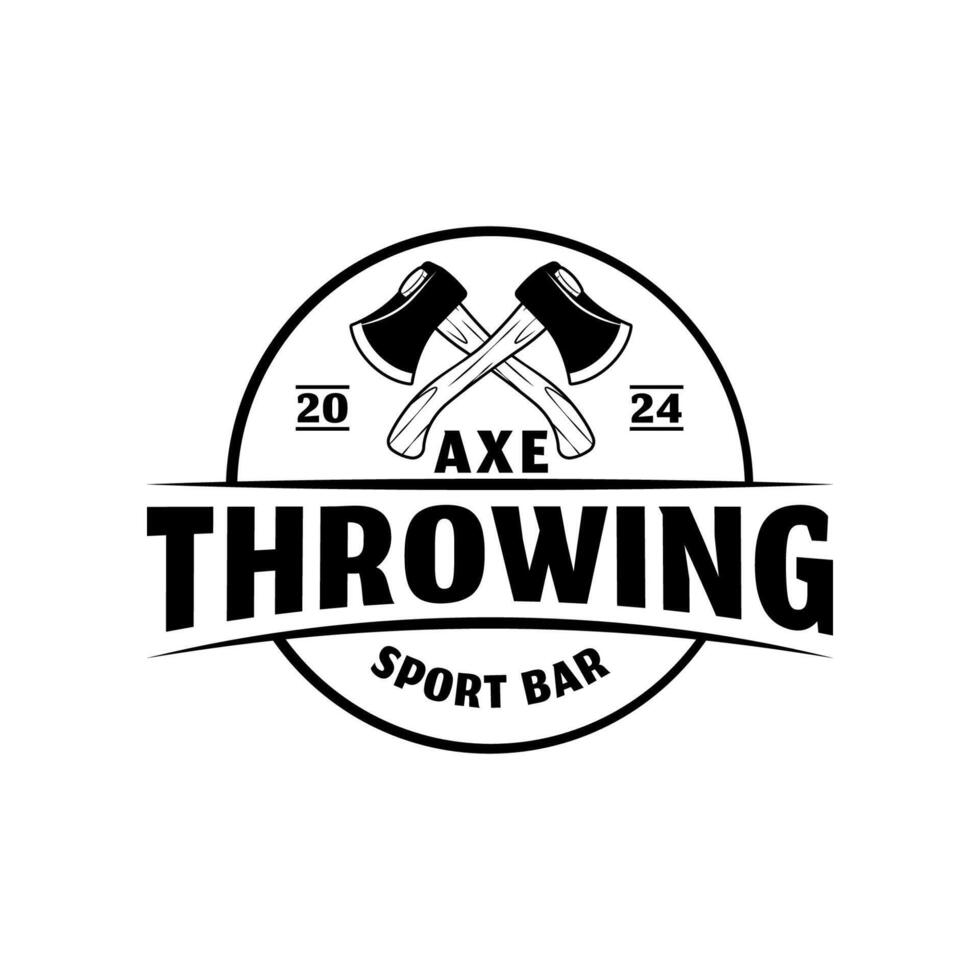 Throw axe in target logo isolated on white background. vector