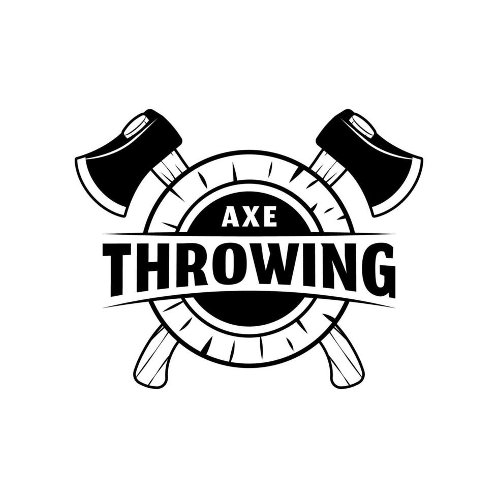 Throw axe in target logo isolated on white background. vector