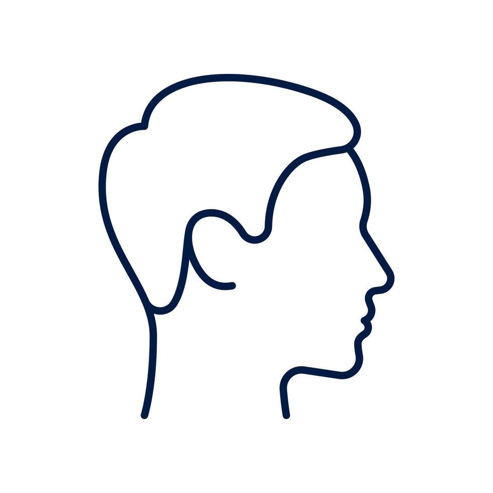 Man head line icon side view isolated on white background. vector