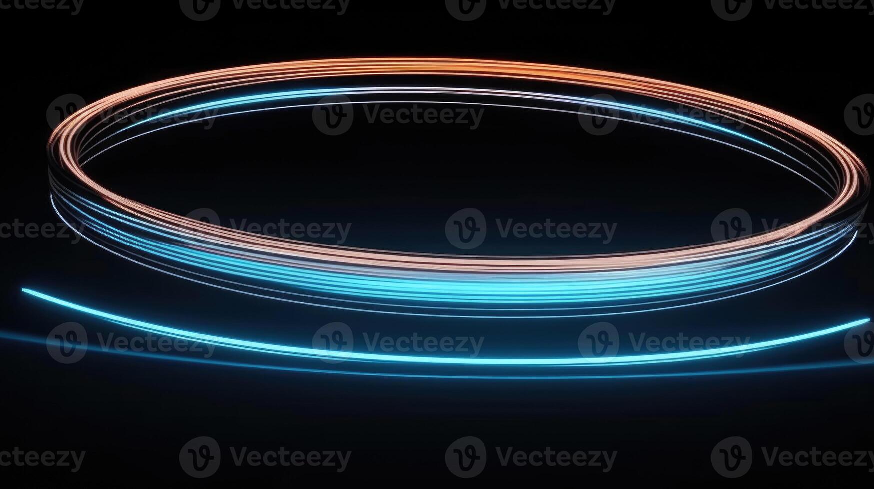 digital futuristic neon circle light on dark background, ai photo