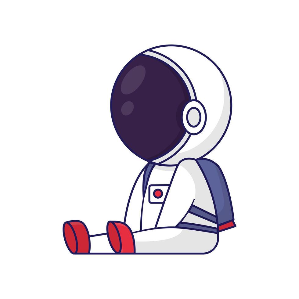 Cute cartoon illustration of sit down astronaut vector