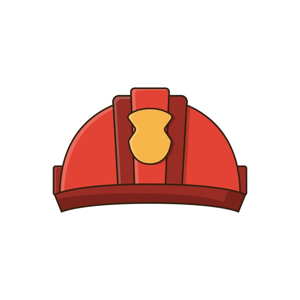 Illustration red fireman helmet graphic cute cartoon style isolated white background vector