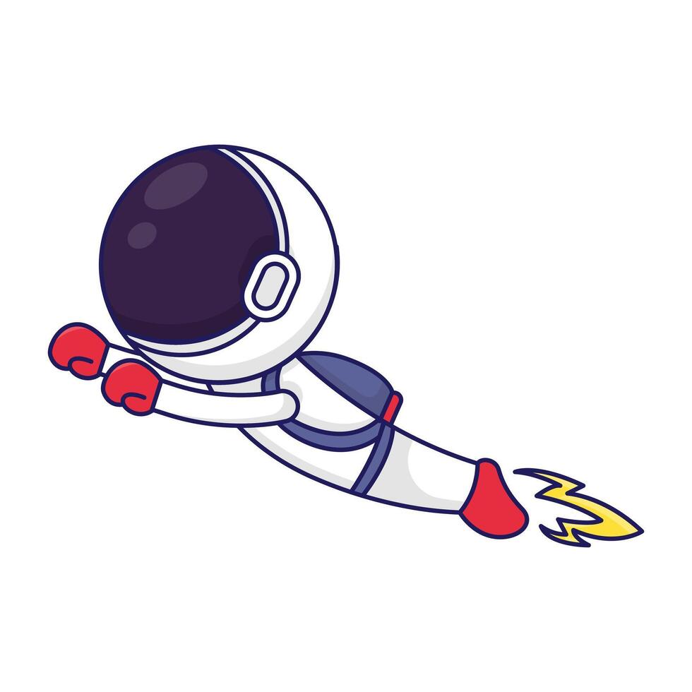 Cute cartoon illustration of astronaut with jetpack, flying with jetpack vector