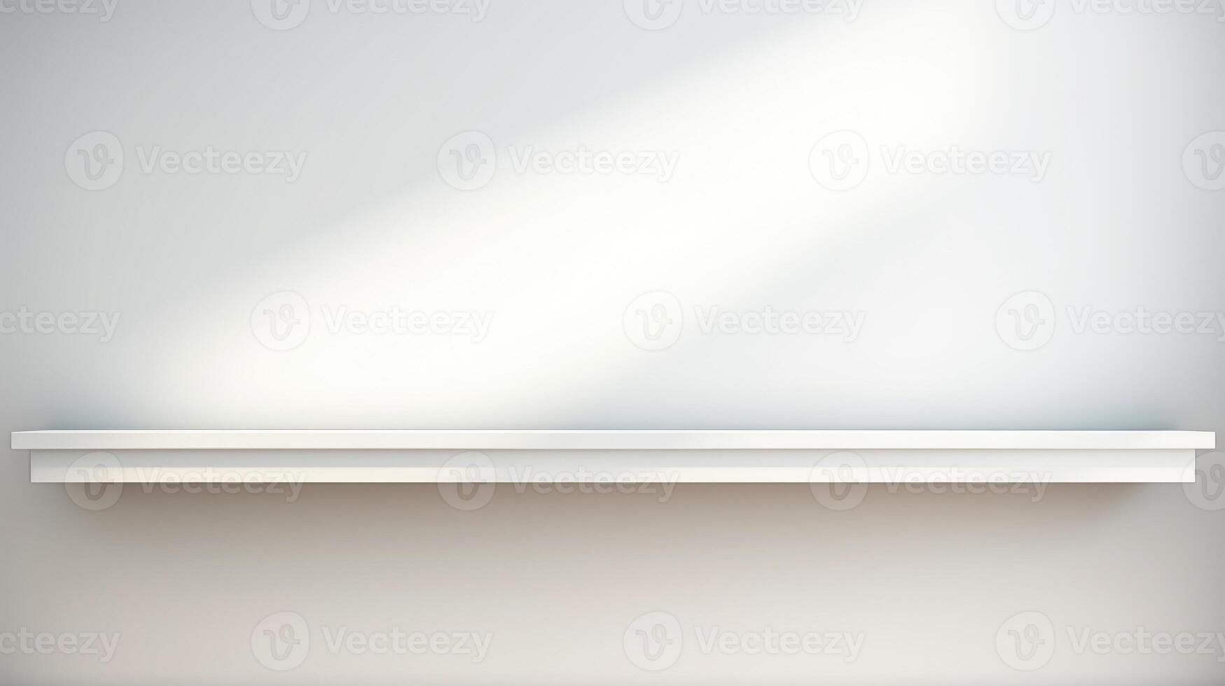 shelf bookshelf clean display on white wall, ai photo