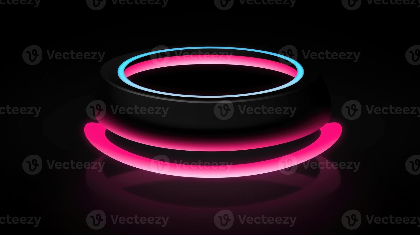 digital futuristic neon circle light on dark background, ai photo