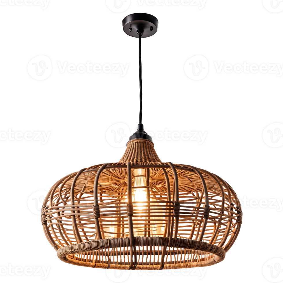 Rattan Ceiling Lamp Isolated on Transparent Background png