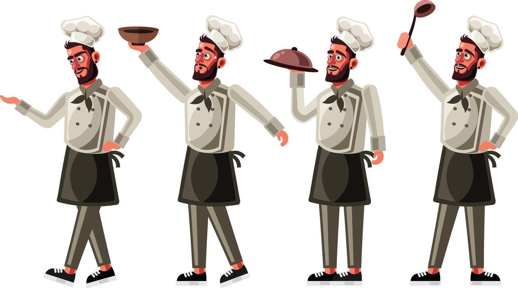 Chef Character Set Graphics Illustration vector