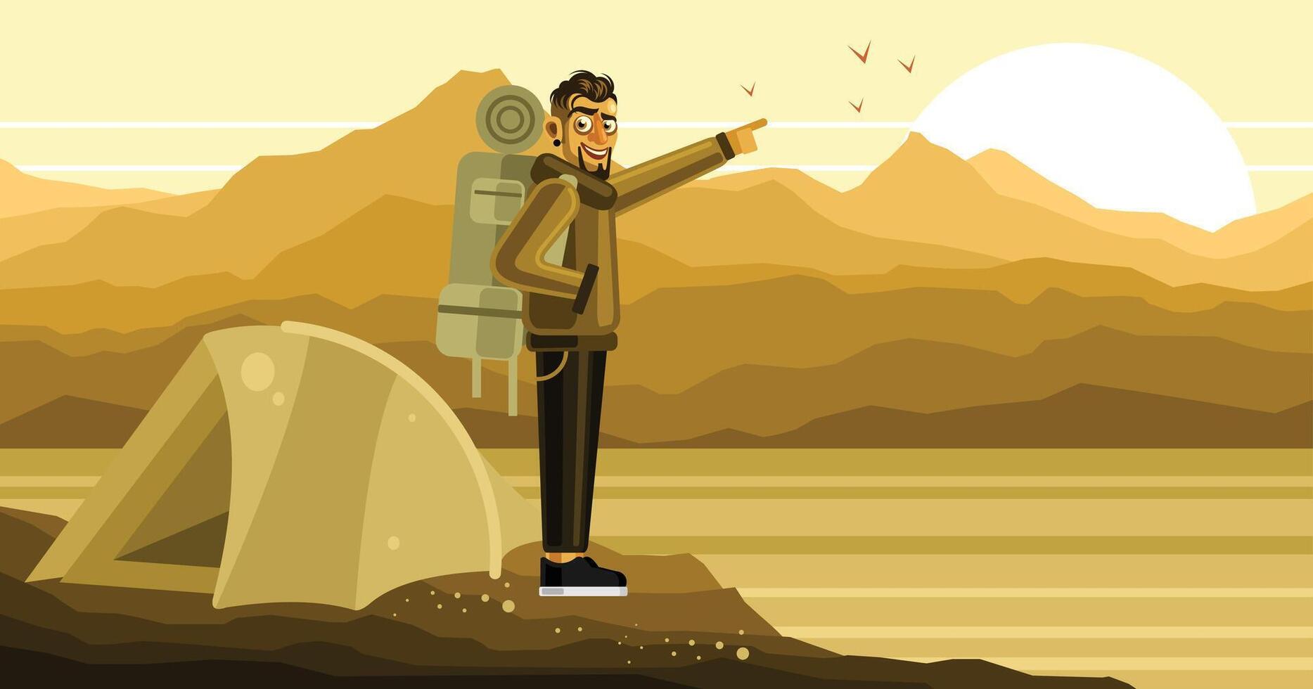 Camping and Watching the Sunrise Illustration vector