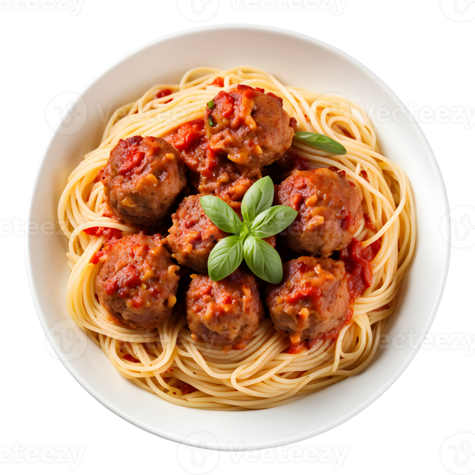 Spaghetti with Meatballs Isolated on Transparent Background png