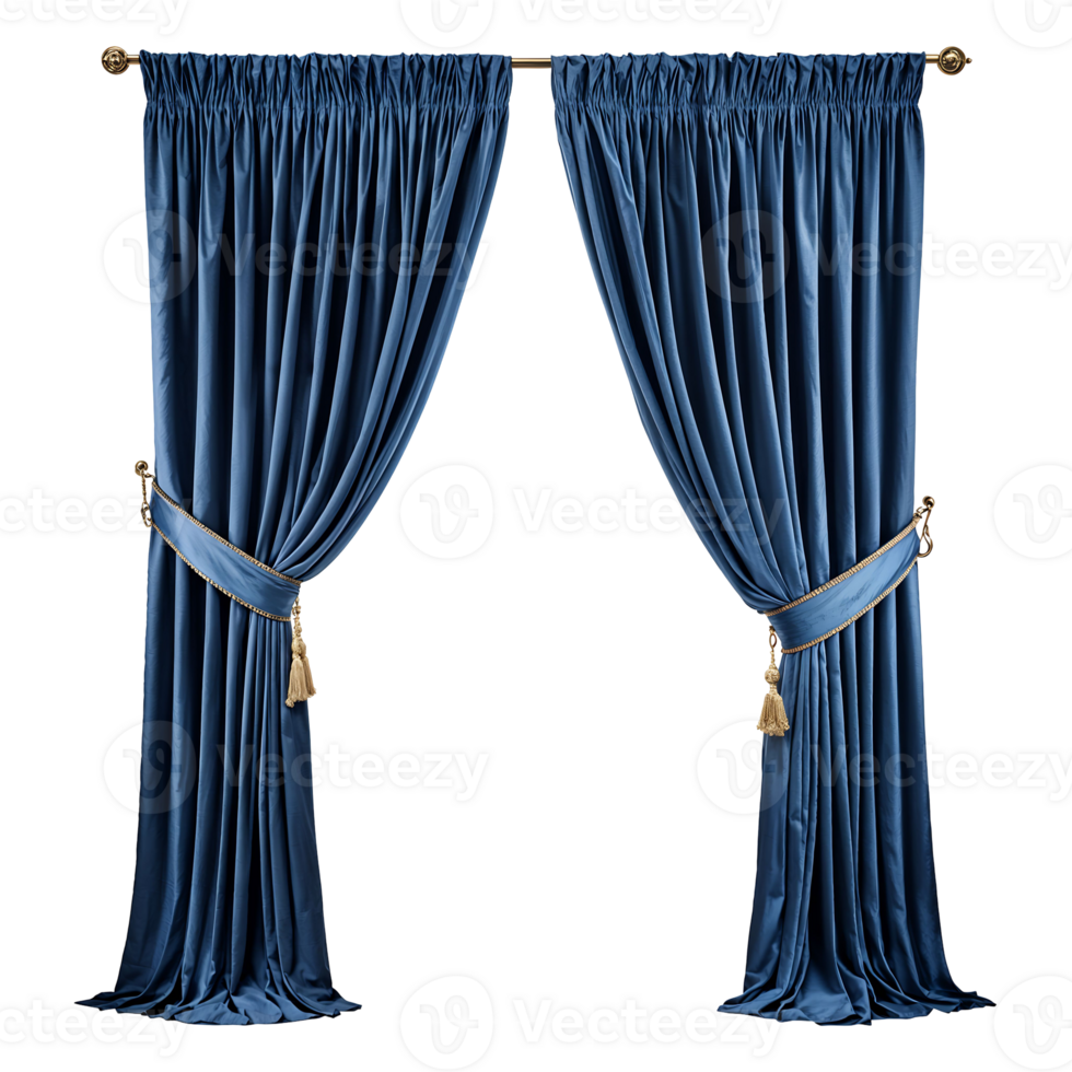 Blue Curtains Isolated on Transparent Background png