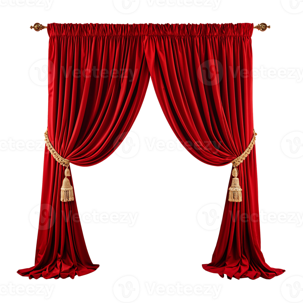 Red Curtains Isolated on Transparent Background png