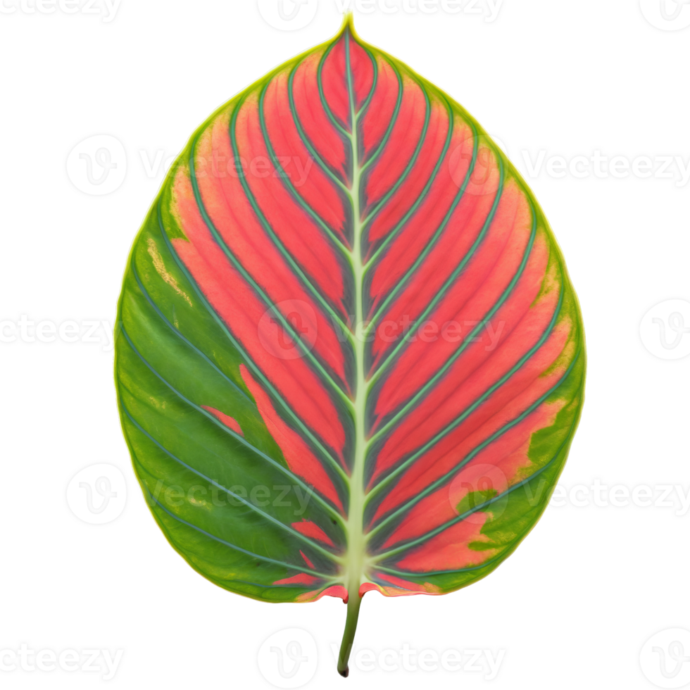 Prayer plant leaf oval leaf with intricate green and red patterning and prominent veins Maranta png