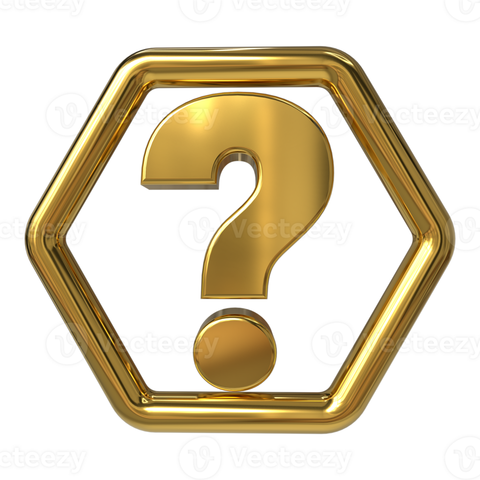 3D Realistic question sign in hexagon png