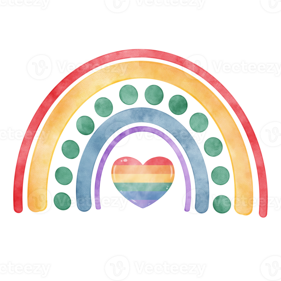 Illustration of a rainbow, Pride Month clipart png