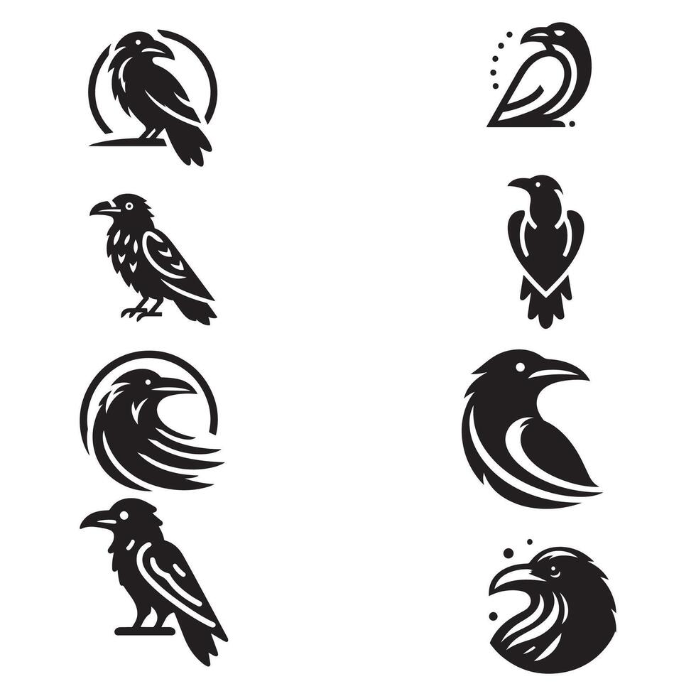 set of ravens logo design vector