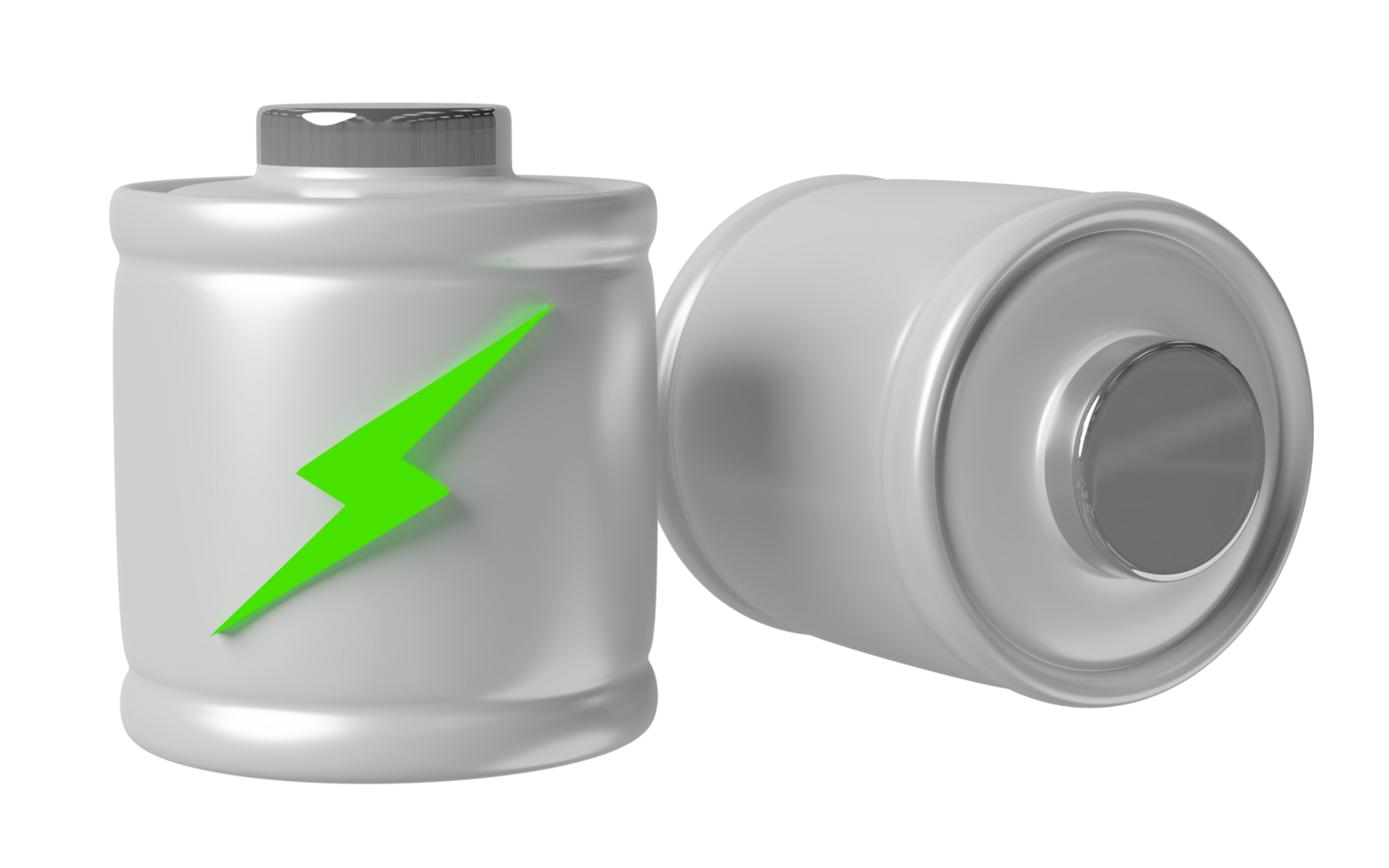 alkaline battery charge indicator with thunder isolated. charging battery technology concept, 3d illustration render png