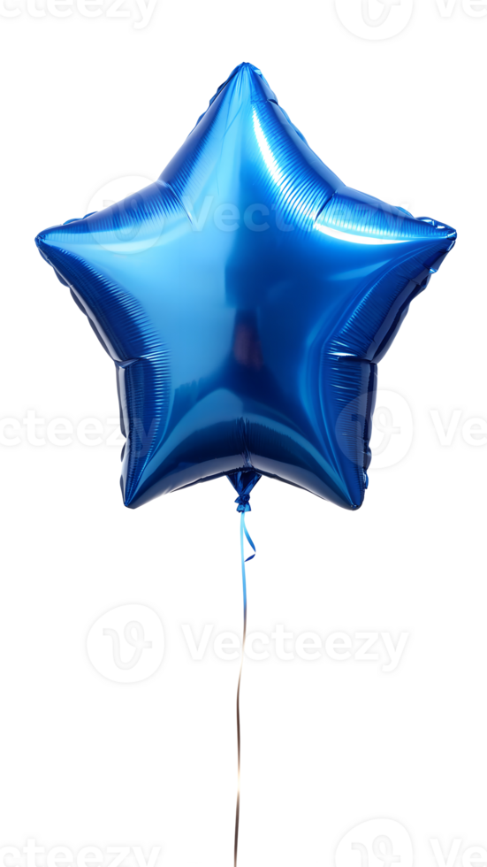 Inflatable balloon in the shape of a star. isolated blue holiday balloon image png