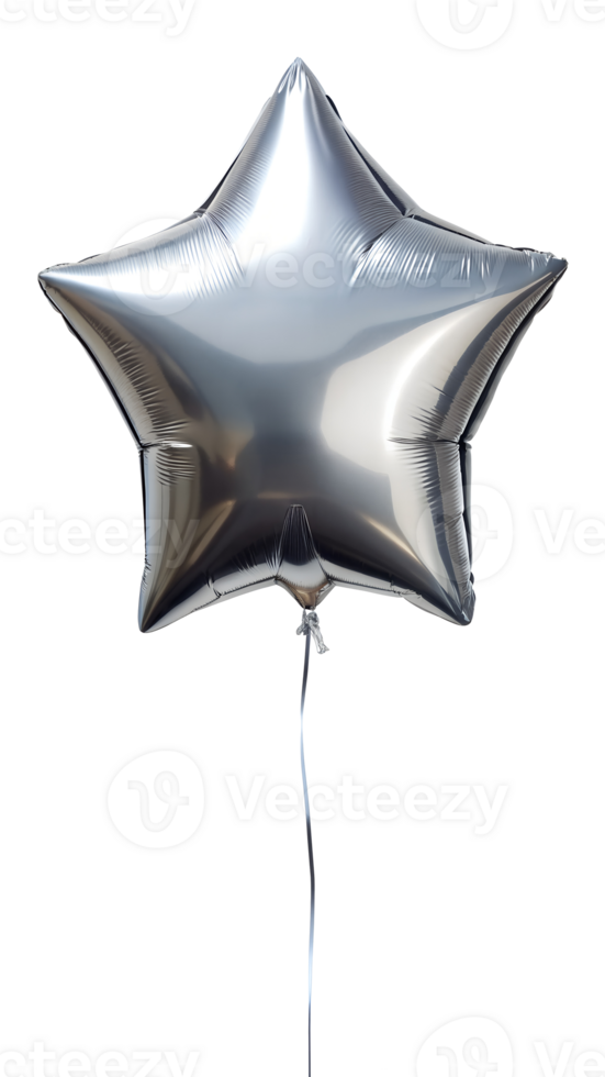 Inflatable balloon in the shape of a star. isolated silver holiday balloon image png