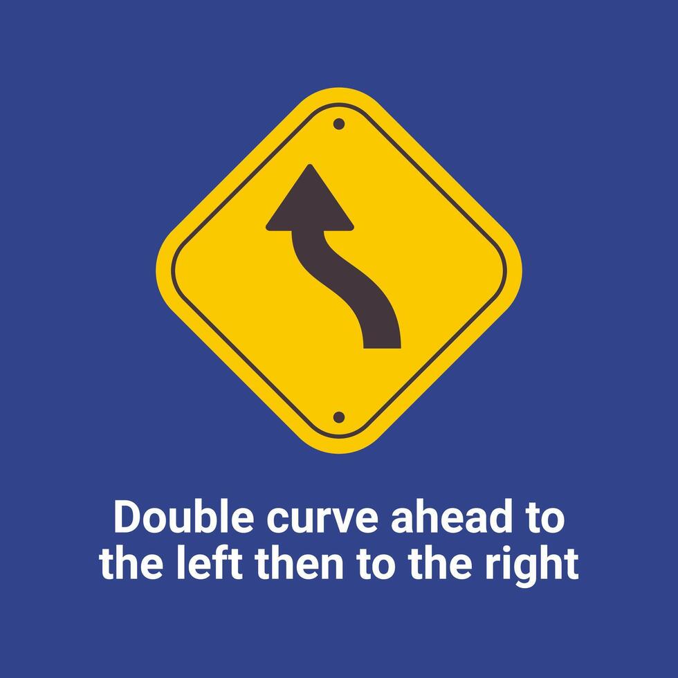 Warning Traffic Signs, Double curve ahead to the left then to the right vector